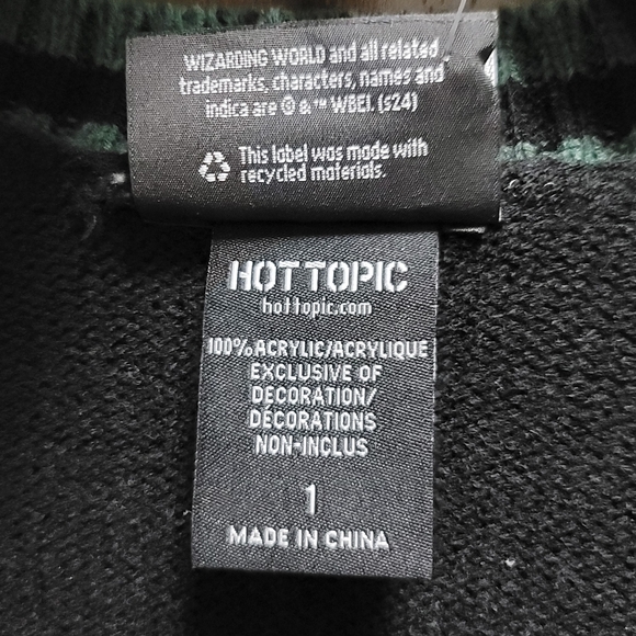 Sz 1 NWT Harry Potter HU HP Slytherin Alum Girls Varsity Black Green Cardigan - Picture 8 of 12